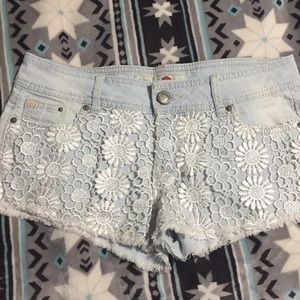 Lace Denim Shorts